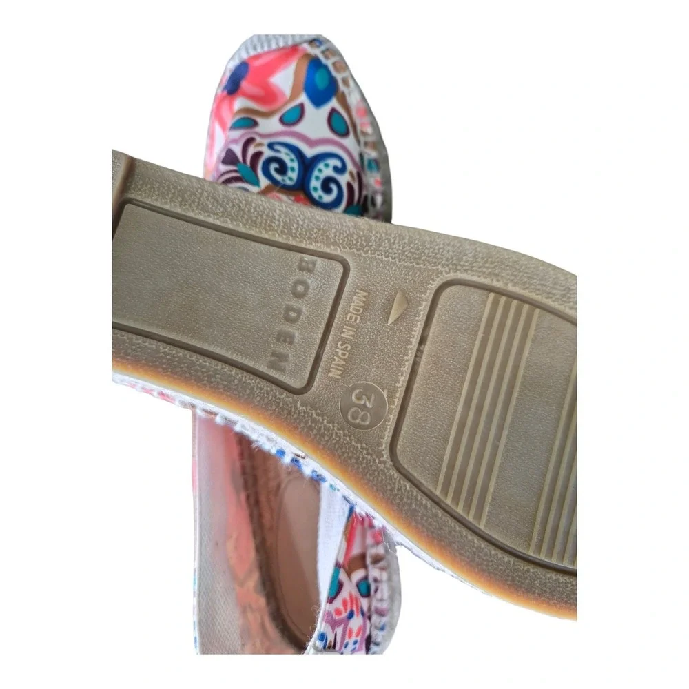 Boden Floral Print Espadrille Flats Women's EU 38 US 7.5 Canvas Shoes Colorful